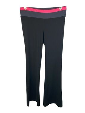 Gap Body Women's Black and Pink Wide-Leg Yoga Pants Large regular